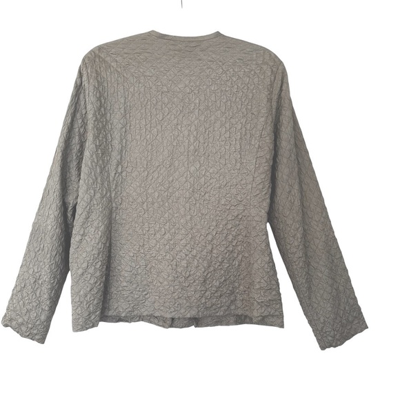 EILEEN FISHER QUILTED TUSSAH DIAMOND SILK MAGNETIC CLOSURE JACKET SIZE LARGE. - Picture 2 of 13
